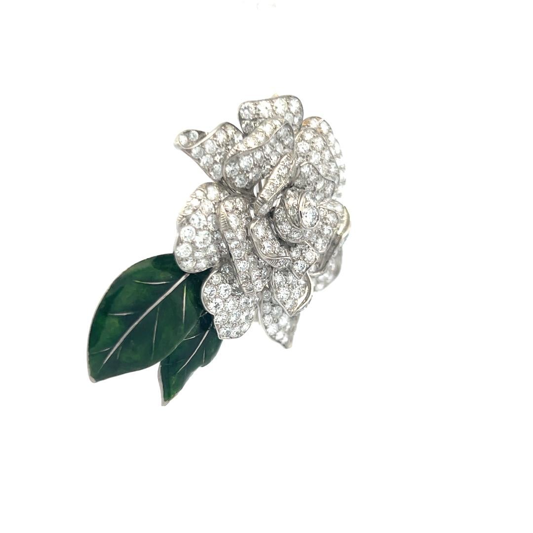 7.00 Carat Round Brilliant G SI1 Diamond 18 Karat White Gold/Platinum Pin Brooch For Sale 2