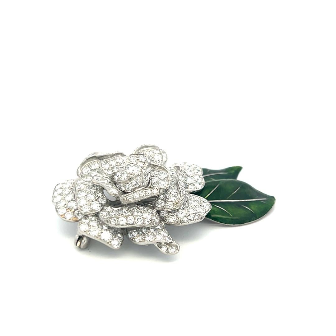 7.00 Carat Round Brilliant G SI1 Diamond 18 Karat White Gold/Platinum Pin Brooch For Sale 3