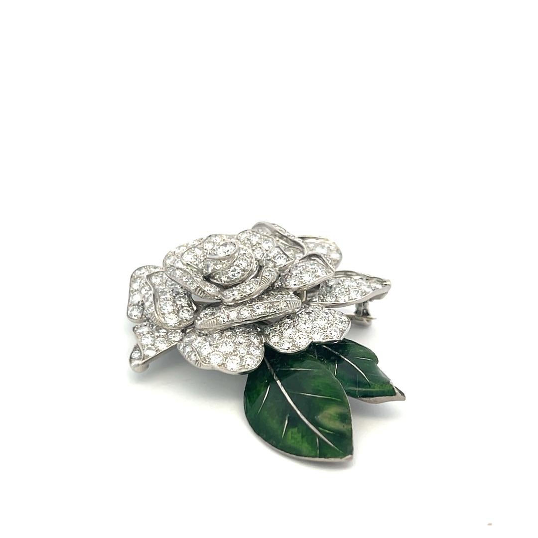 7.00 Carat Round Brilliant G SI1 Diamond 18 Karat White Gold/Platinum Pin Brooch For Sale 4