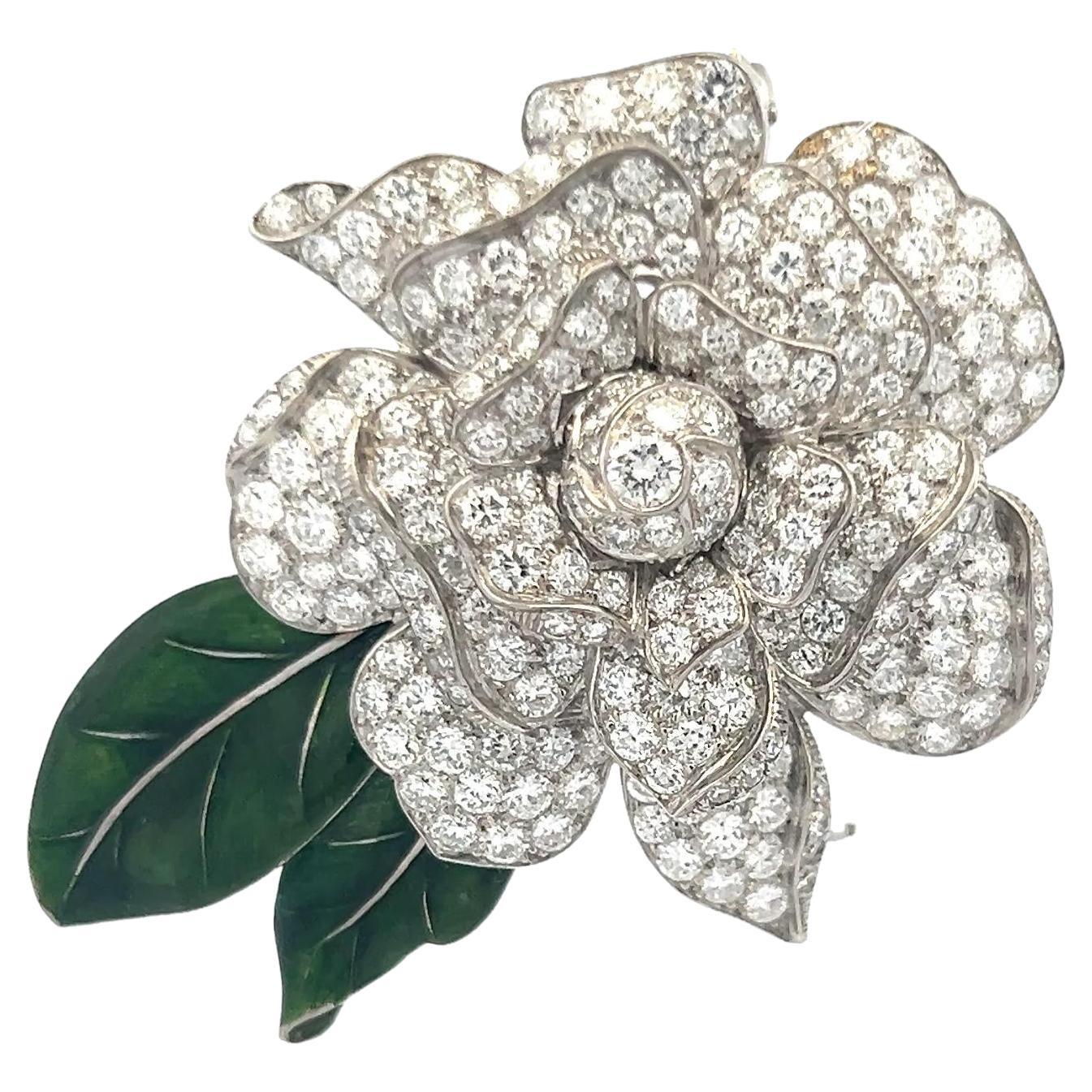 7.00 Carat Round Brilliant G SI1 Diamond 18 Karat White Gold/Platinum Pin Brooch