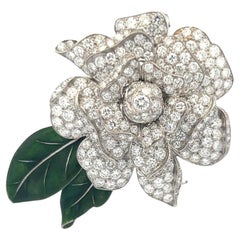 7.00 Carat Round Brilliant G SI1 Diamond 18 Karat White Gold/Platinum Pin Brooch
