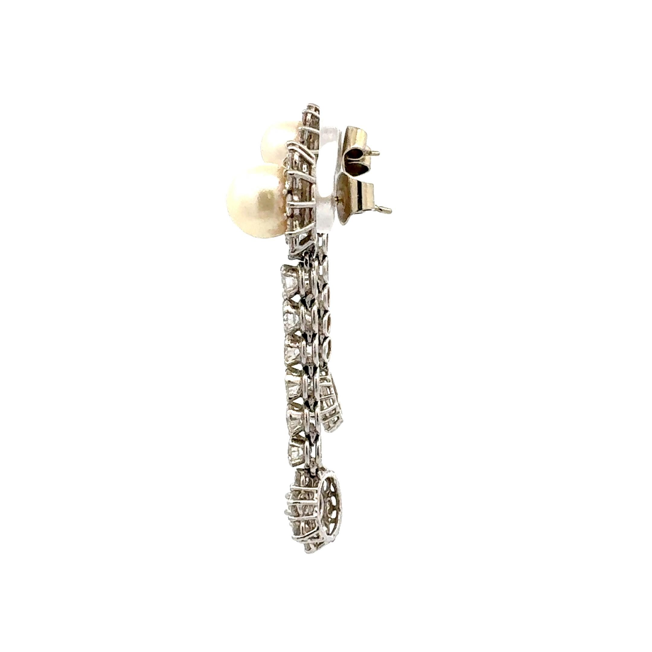 7,00 Karat Runder Brillant G VS1 Diamant 14 Karat Weißgold baumelnder Ohrring Damen im Angebot