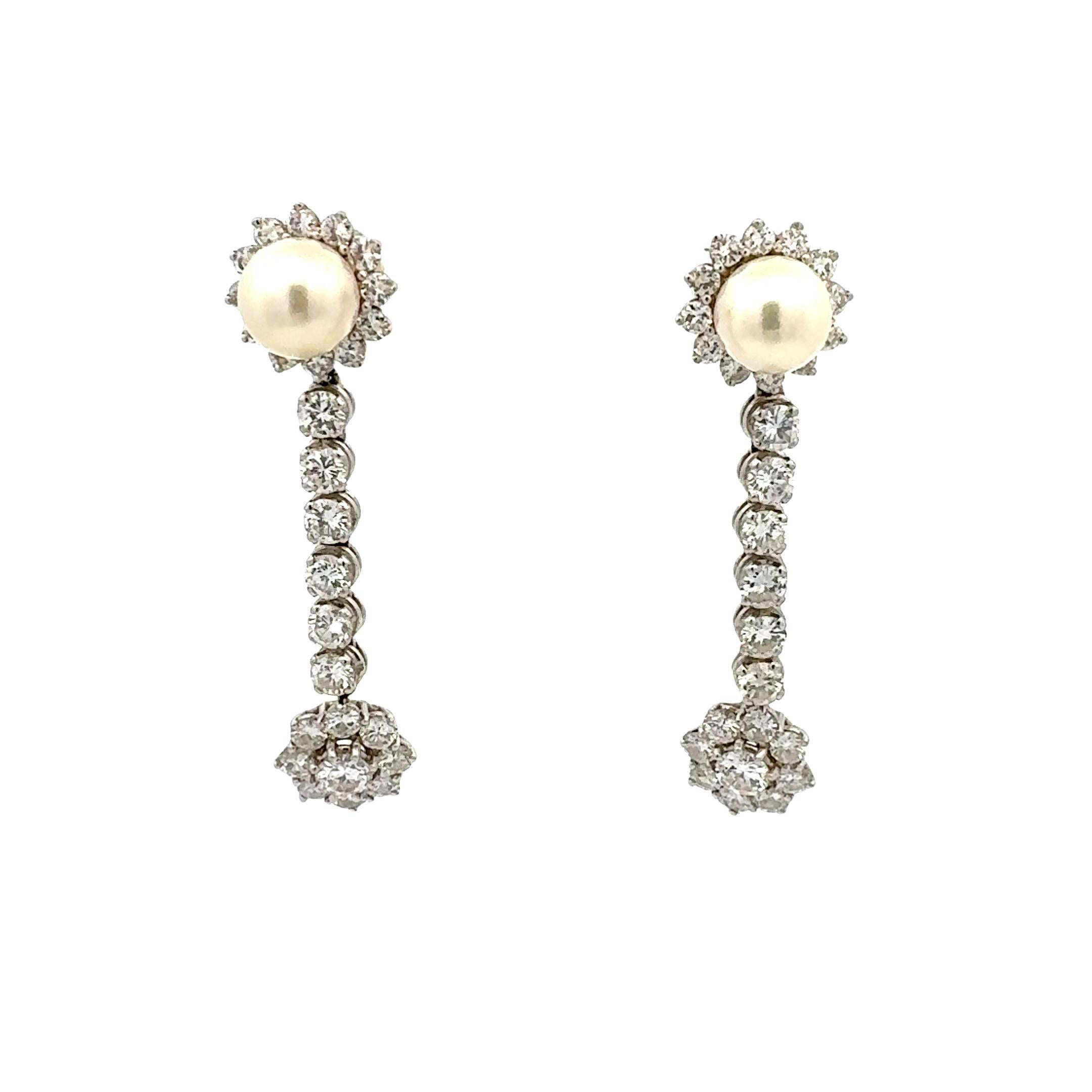 Boucles d'oreilles Whiting en or blanc 14 carats, diamant rond brillant G VS1 de 7,00 carats en vente 1