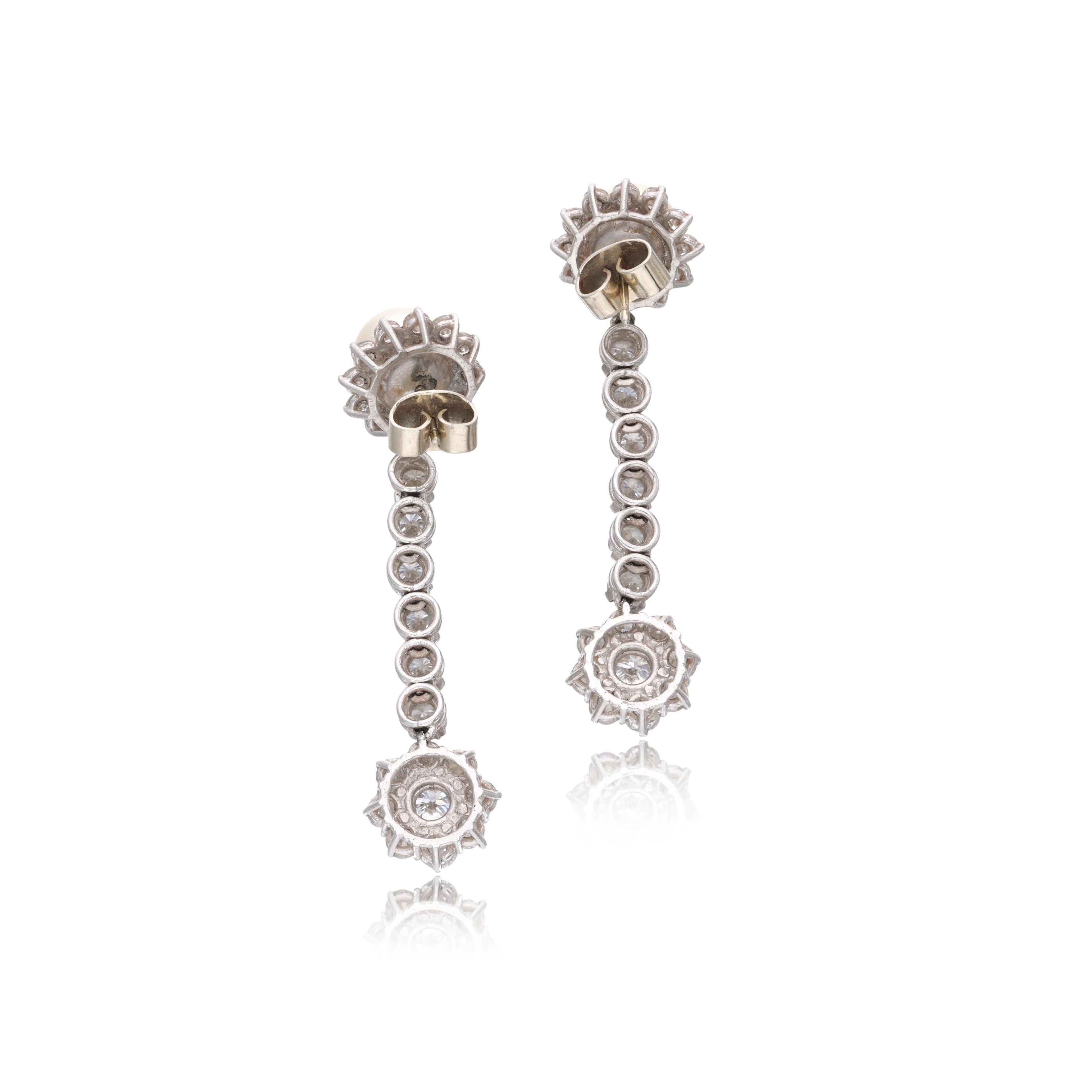 Boucles d'oreilles Whiting en or blanc 14 carats, diamant rond brillant G VS1 de 7,00 carats en vente 2
