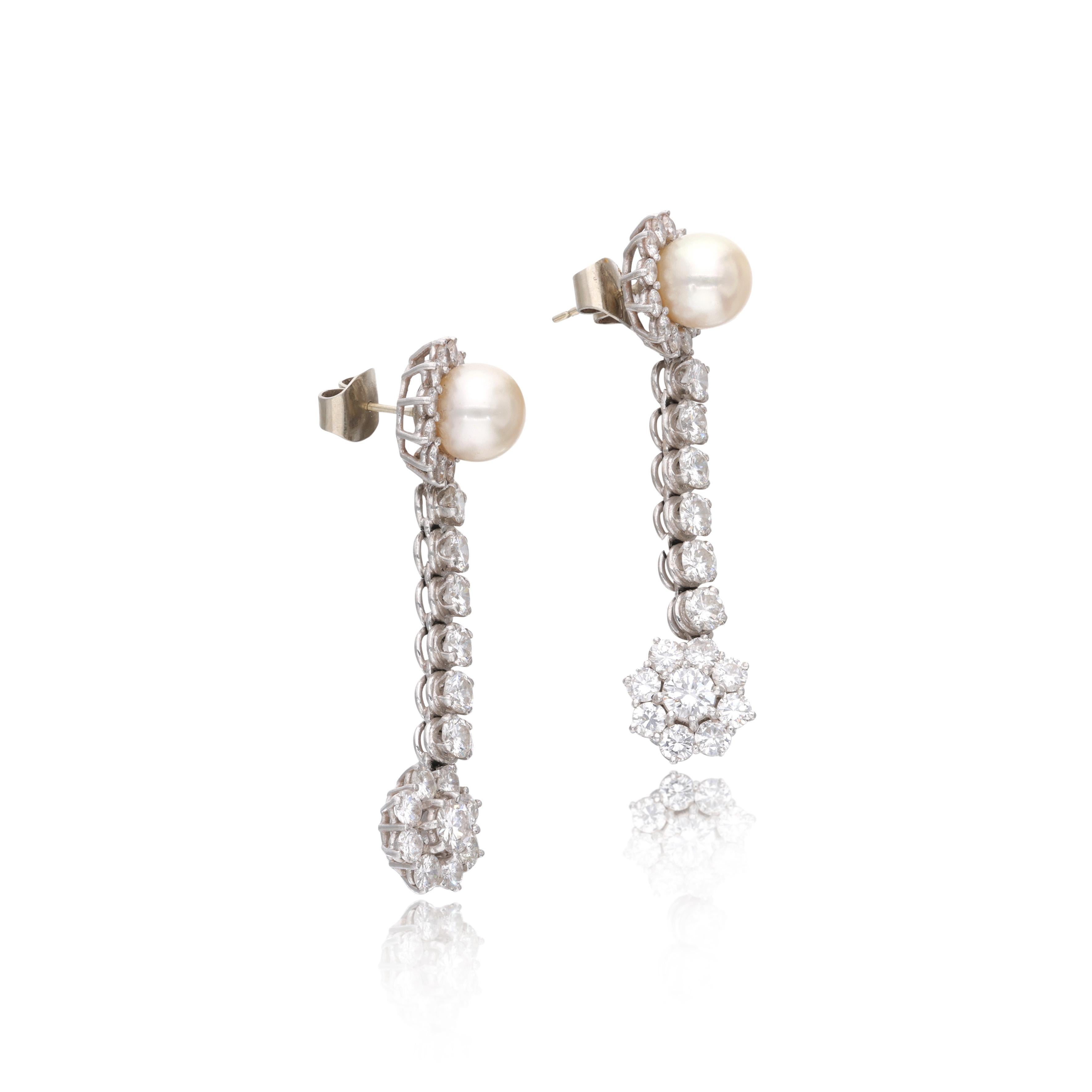 Boucles d'oreilles Whiting en or blanc 14 carats, diamant rond brillant G VS1 de 7,00 carats en vente 3