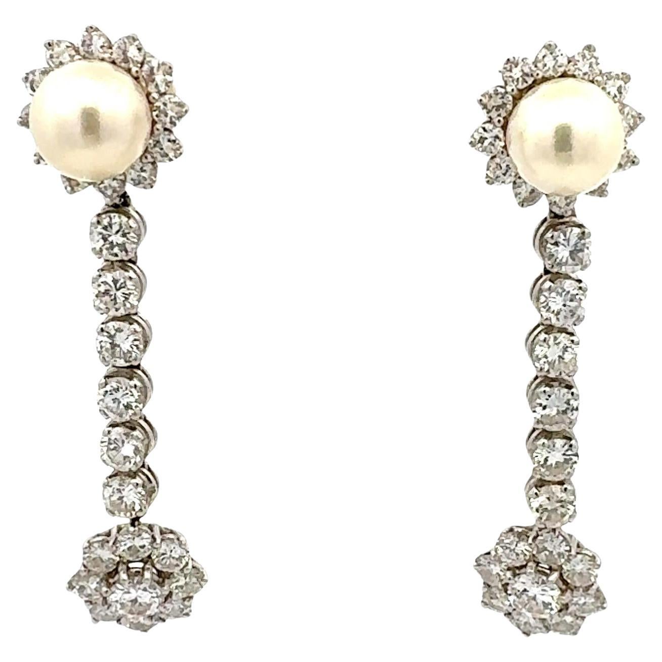 Boucles d
oreilles Whiting en or blanc 14 carats, diamant rond brillant G VS1 de 7,00 carats en vente