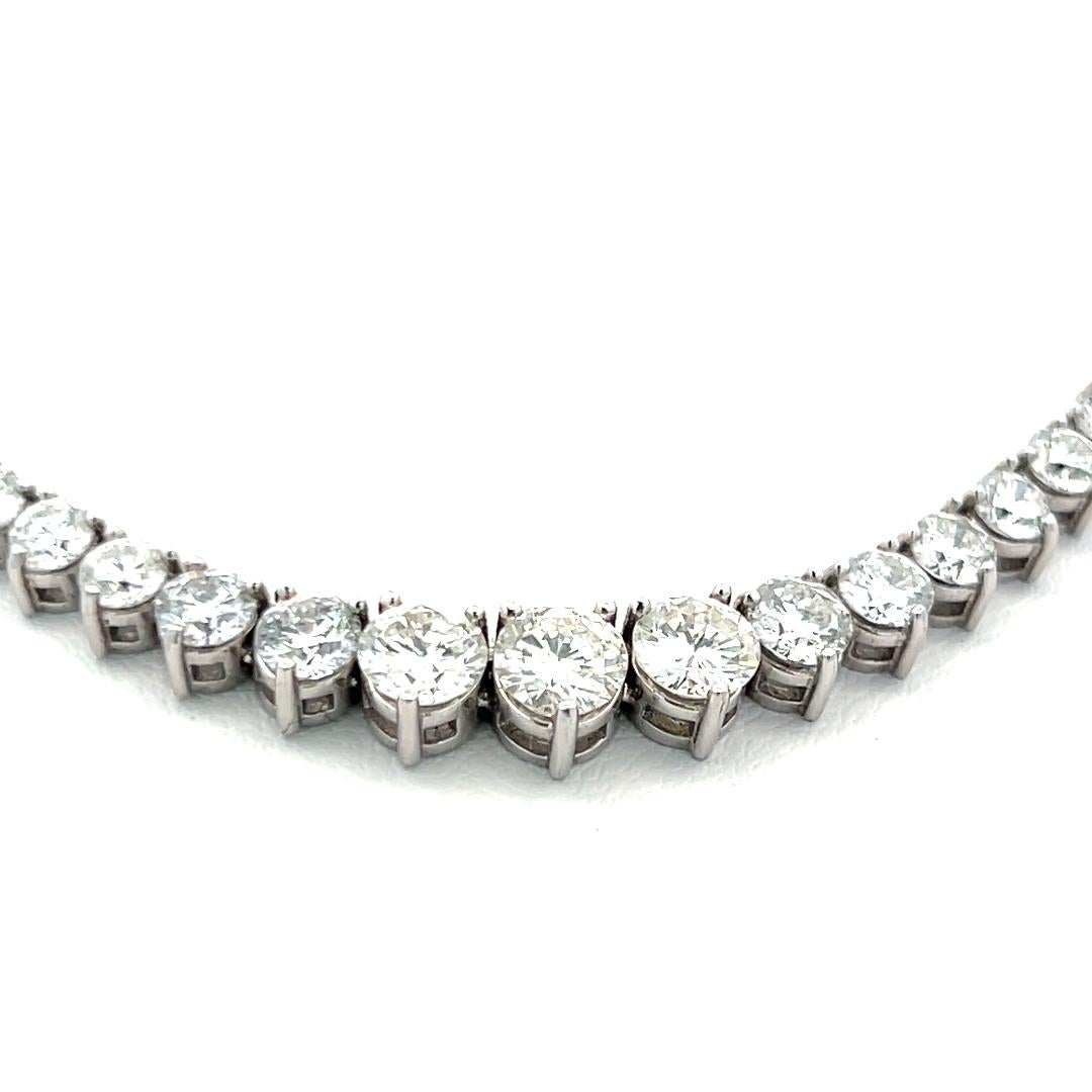 7.00 Carat Round Brilliant G VS1 Diamond 18 Karat White Gold Riviera Necklace 1