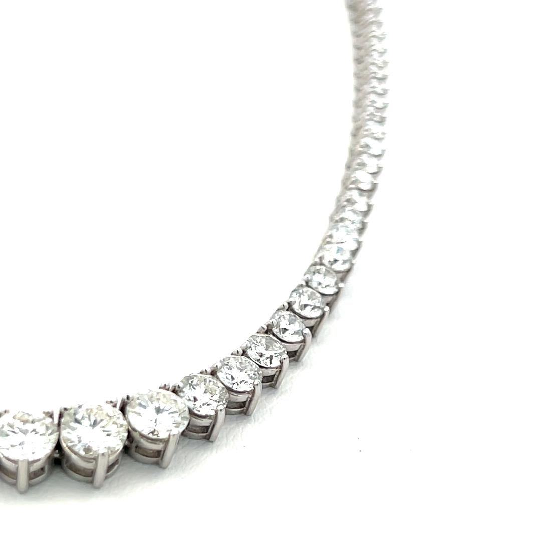 7.00 Carat Round Brilliant G VS1 Diamond 18 Karat White Gold Riviera Necklace 2