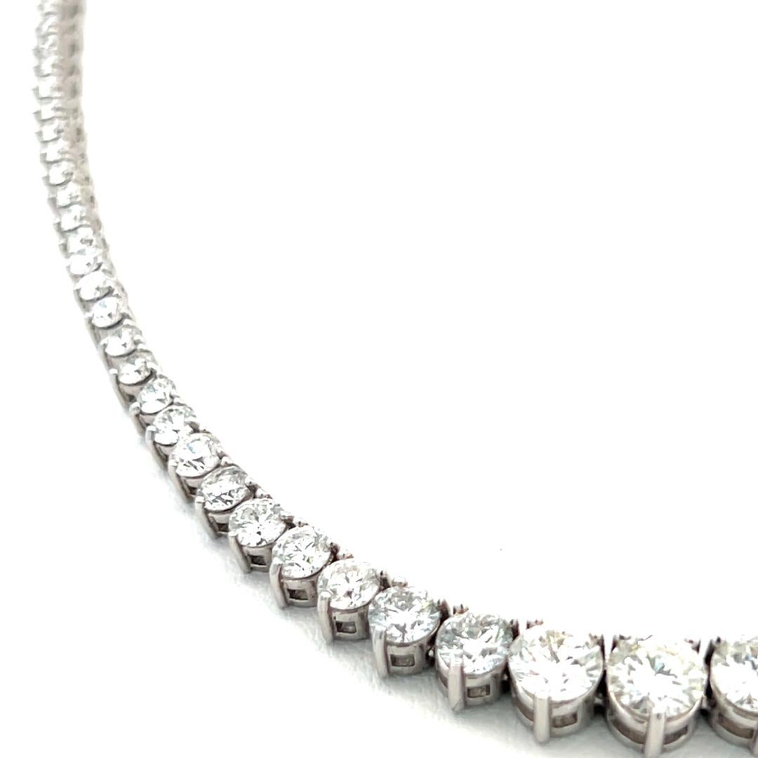 7.00 Carat Round Brilliant G VS1 Diamond 18 Karat White Gold Riviera Necklace 3