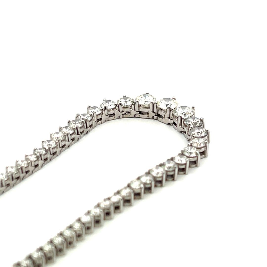 7.00 Carat Round Brilliant G VS1 Diamond 18 Karat White Gold Riviera Necklace 4