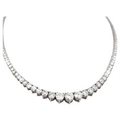 7.00 Carat Round Brilliant G VS1 Diamond 18 Karat White Gold Riviera Necklace