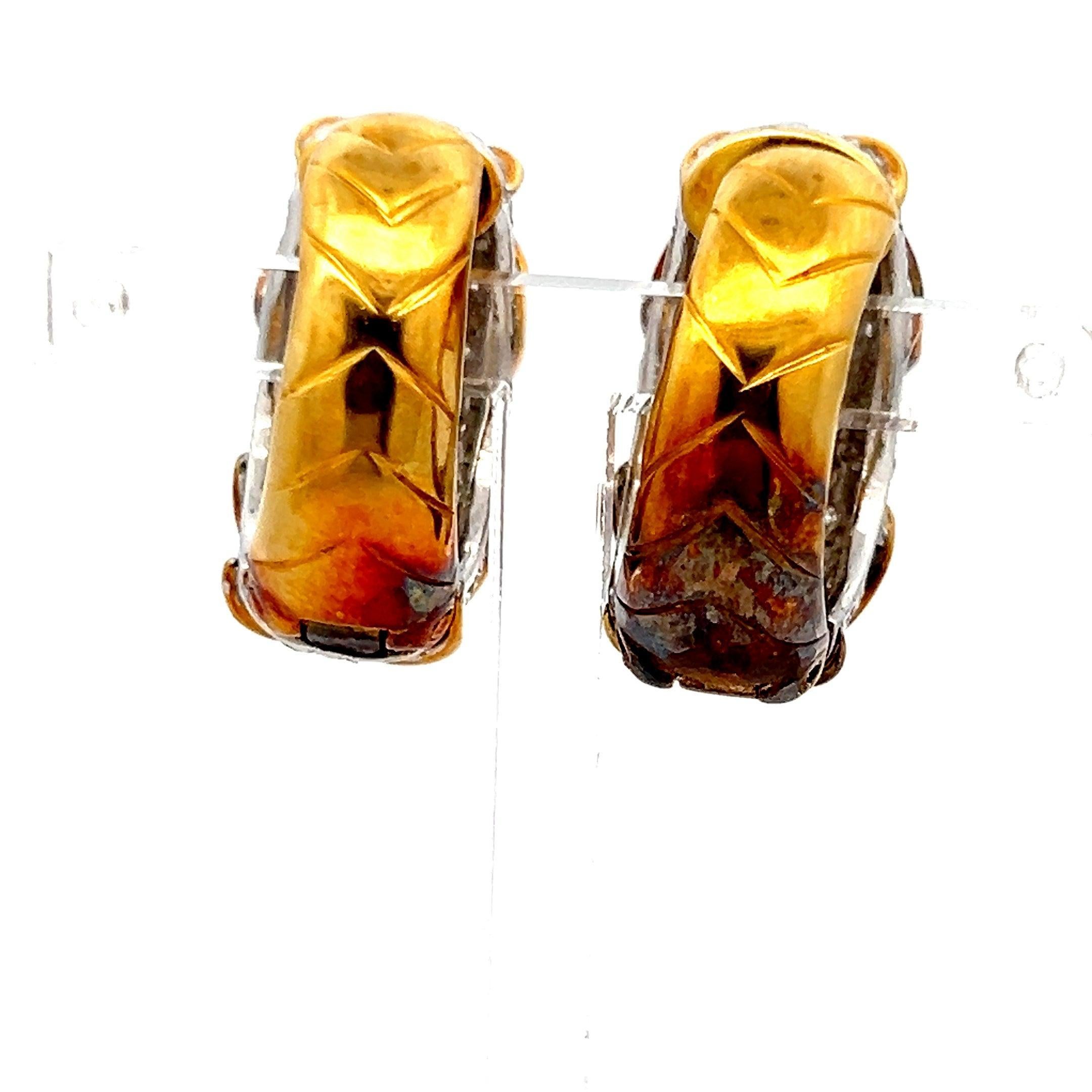 Boucles d'oreilles Huggie en or jaune 18 carats 7.00 carats diamant rond brillant G VS2 en vente 2