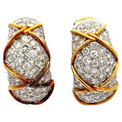 7,00 carati di diamante rotondo Brilliante G VS2 in oro giallo 18 carati Orecchini Huggie
