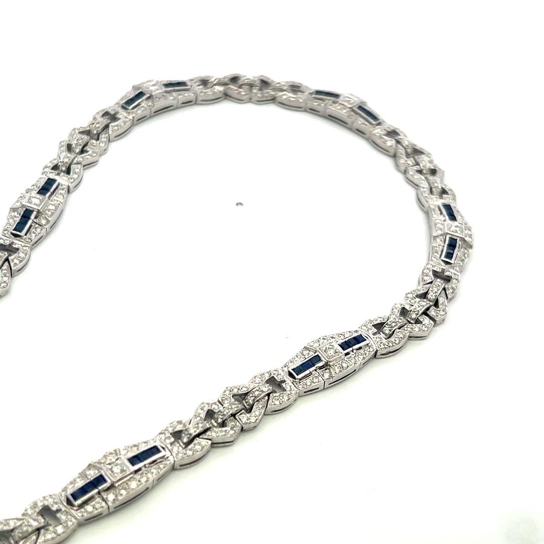 7,00 Karat runder Diamant 2,00 Karat Saphir 18 Karat WG Gliederhalskette im Angebot 2