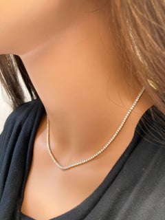 7.00 Carat Round Diamond Tennis Necklaces In 14k Yellow Gold
