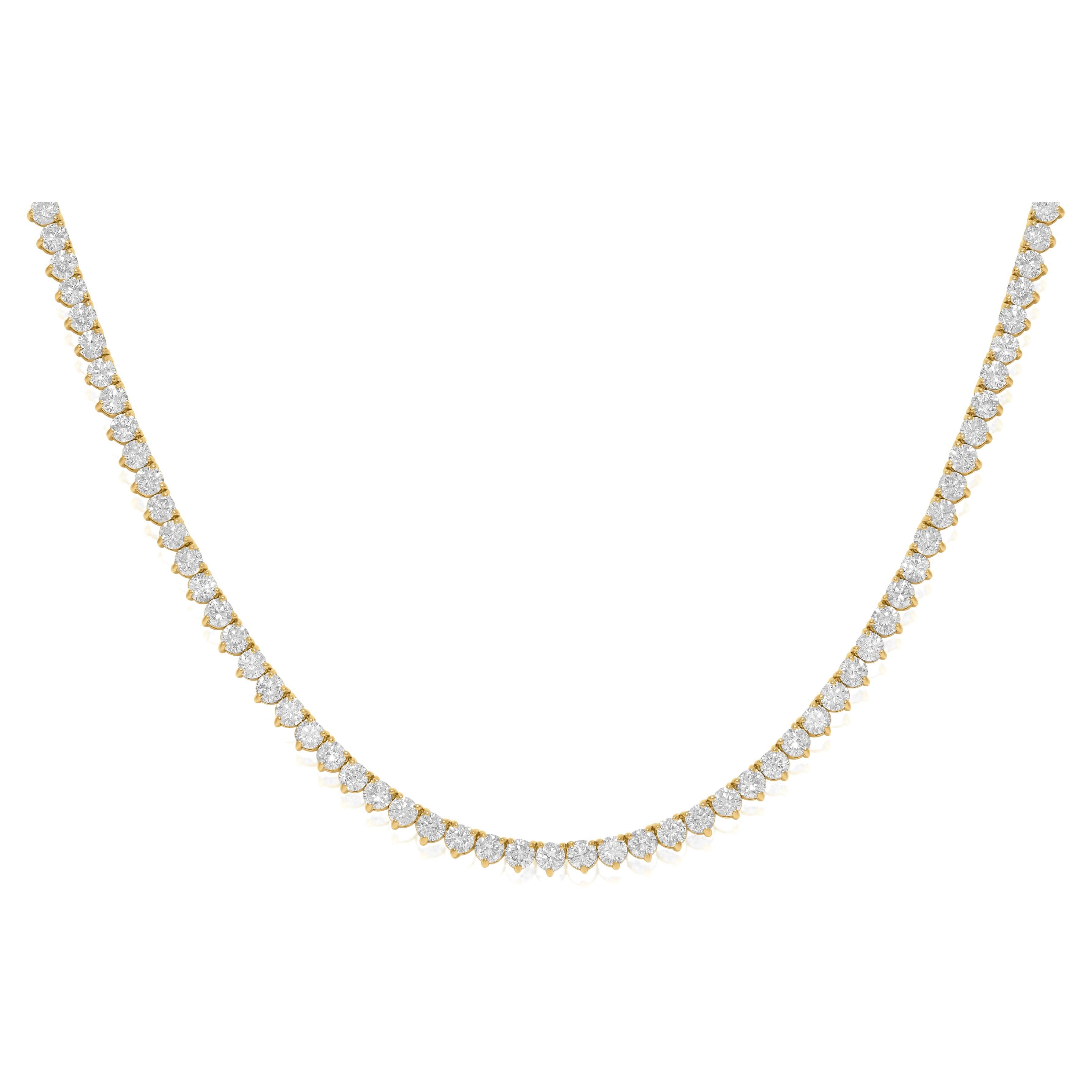 Diana M. 7.00 Carat Three Prong Diamond Tennis Necklace