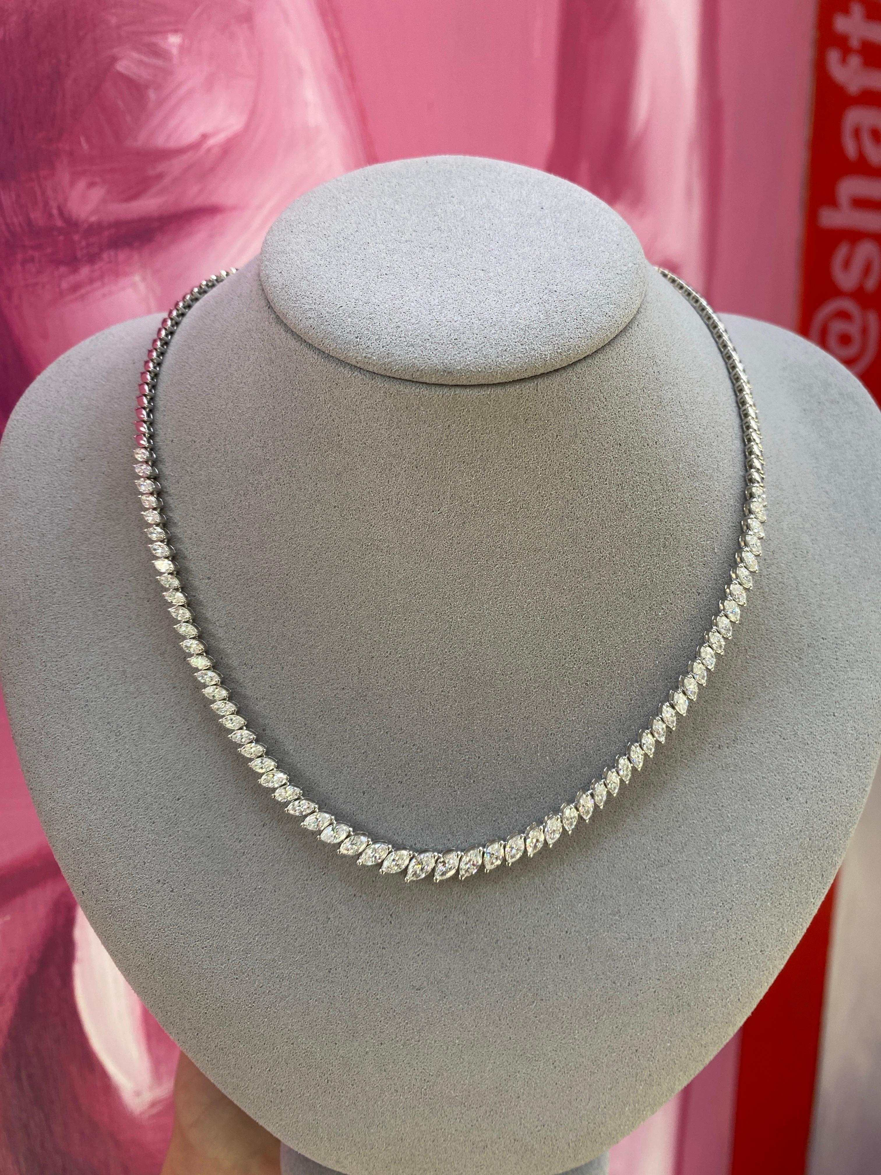 7,00 Karat Gesamtgewicht Natürlicher birnenförmiger Diamant-Tennis-Halskette (Tropfenschliff) im Angebot