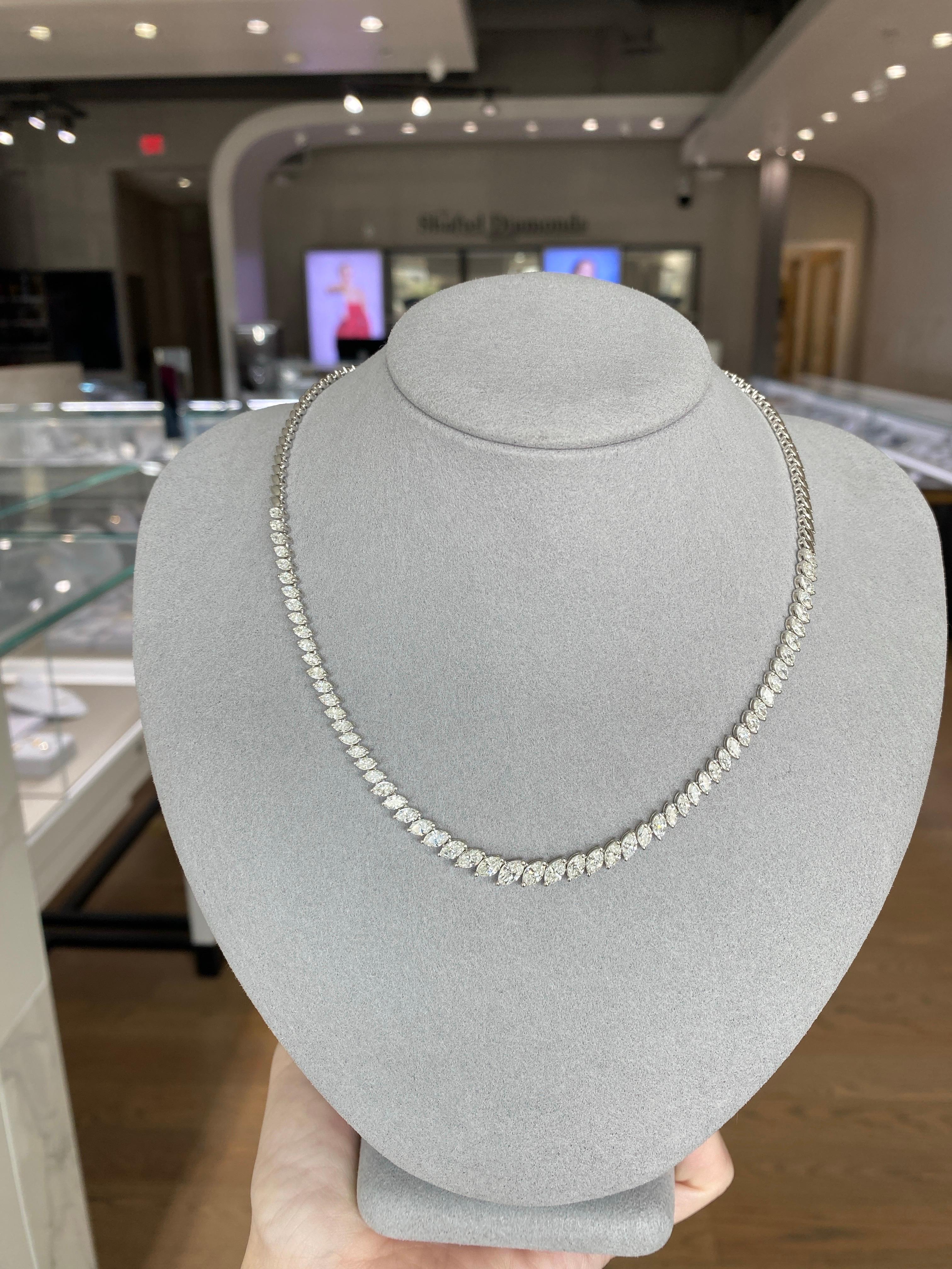7,00 Karat Gesamtgewicht Natürlicher birnenförmiger Diamant-Tennis-Halskette im Zustand „Neu“ im Angebot in Houston, TX