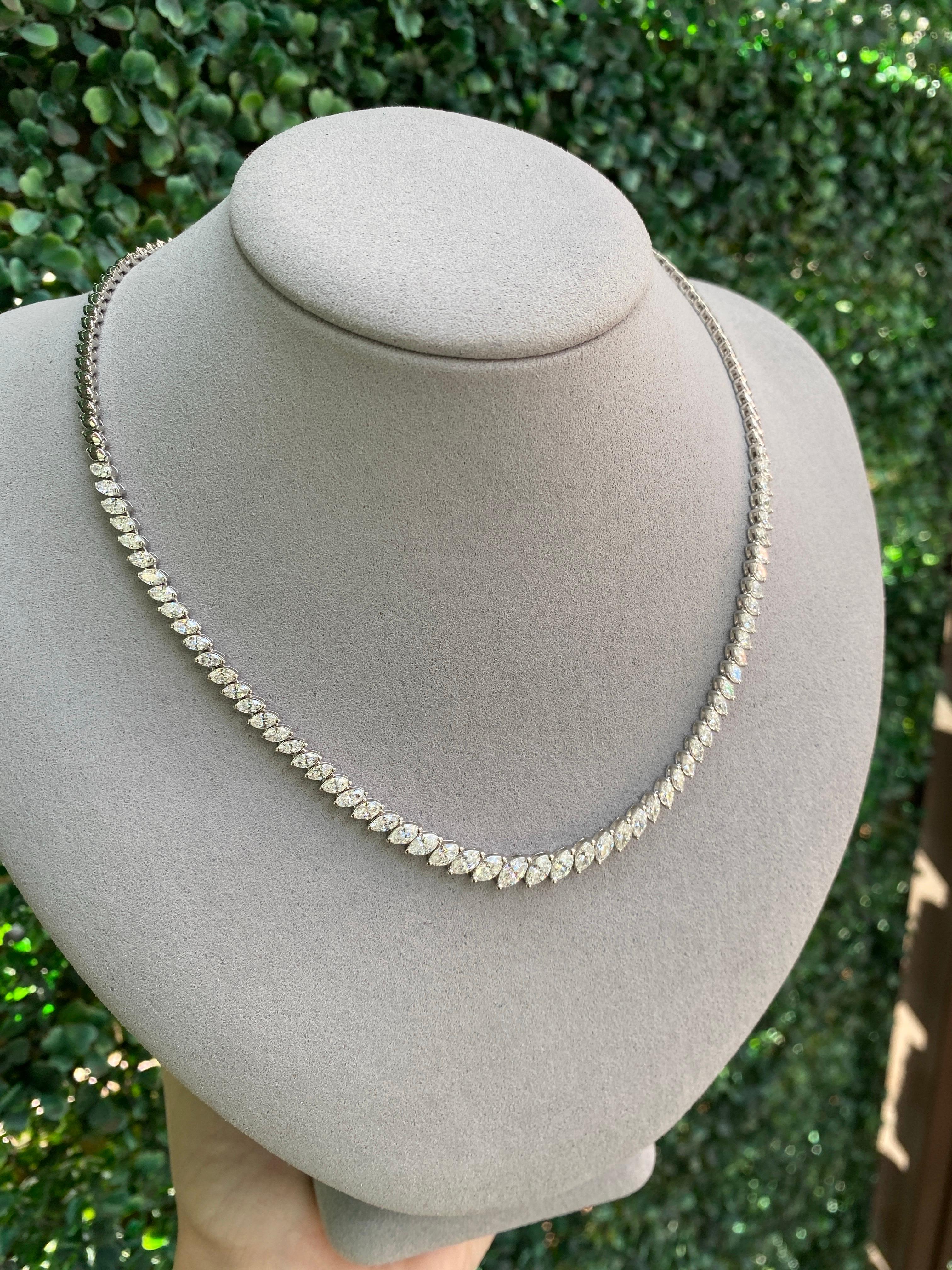 7,00 Karat Gesamtgewicht Natürlicher birnenförmiger Diamant-Tennis-Halskette für Damen oder Herren im Angebot