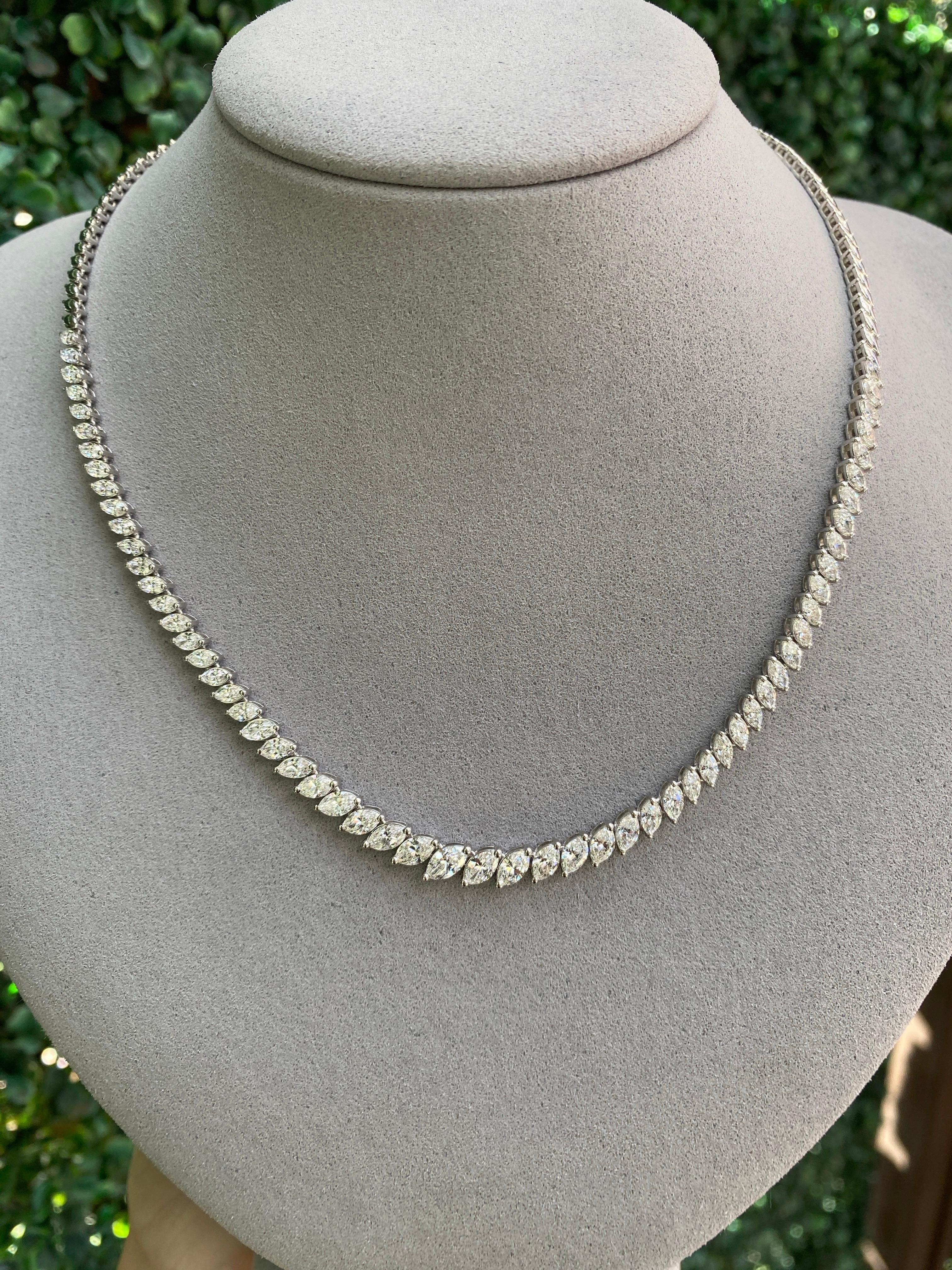 7,00 Karat Gesamtgewicht Natürlicher birnenförmiger Diamant-Tennis-Halskette im Angebot 1