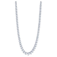 7.00 Carat Total Weight Natural Pear Shaped Diamond Tennis Necklace