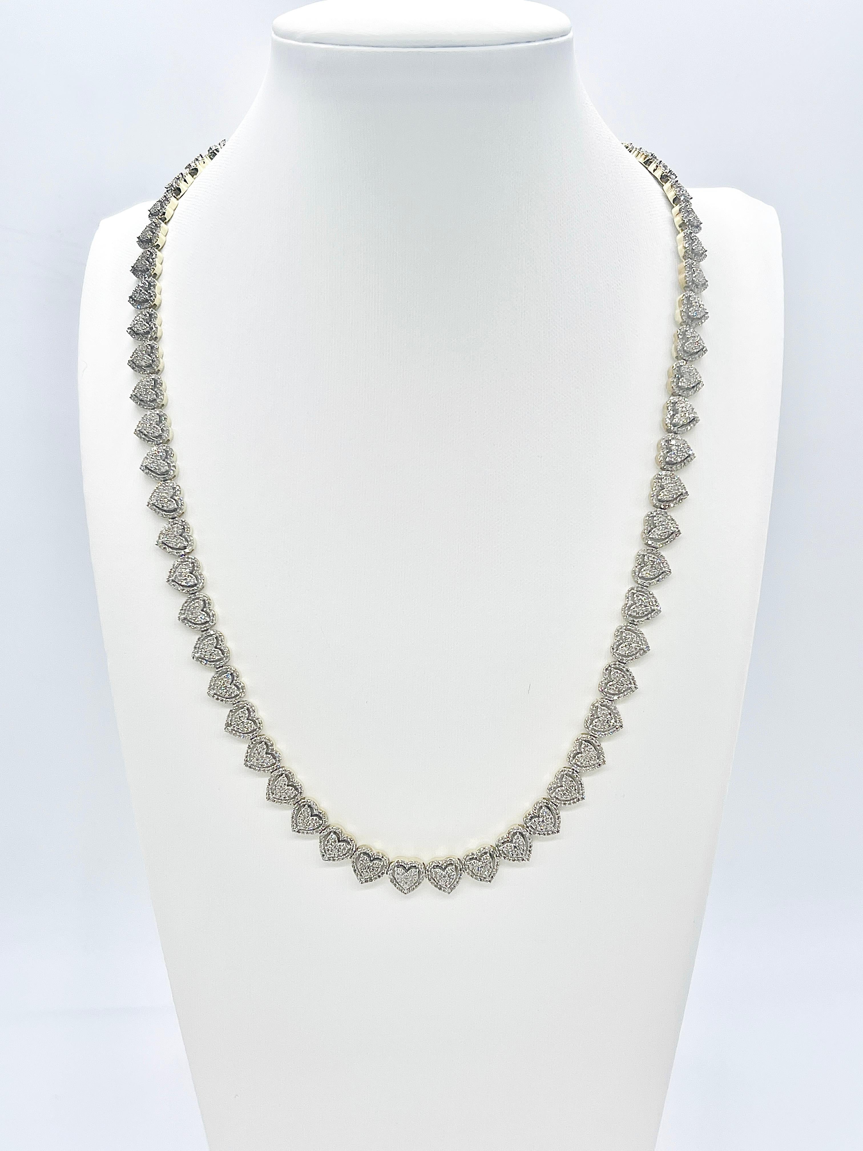 7,00 Karat natürliche herzförmige Diamant-Halskette 10k Gelbgold (Rundschliff) im Angebot