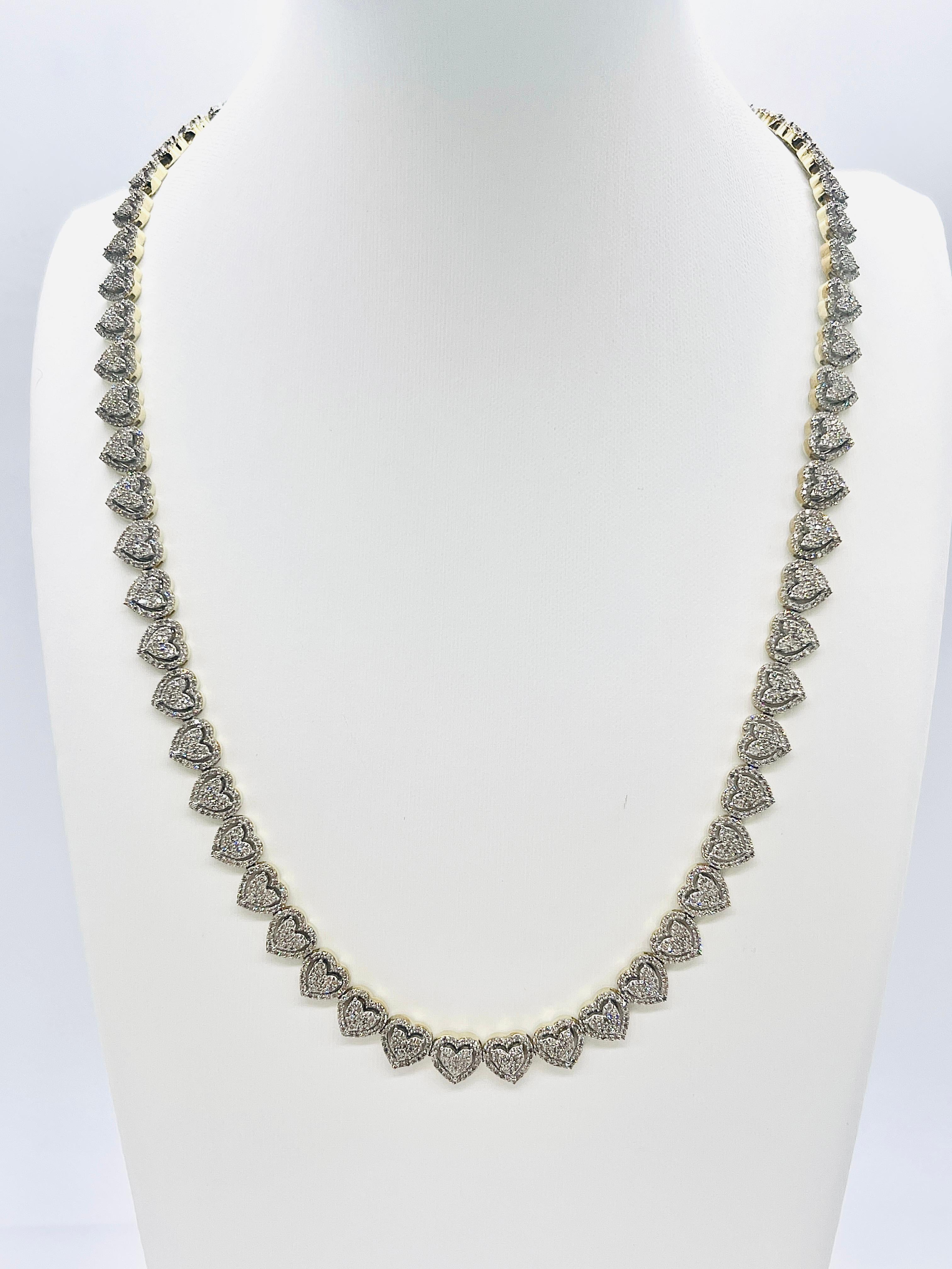 7,00 Karat natürliche herzförmige Diamant-Halskette 10k Gelbgold für Damen oder Herren im Angebot