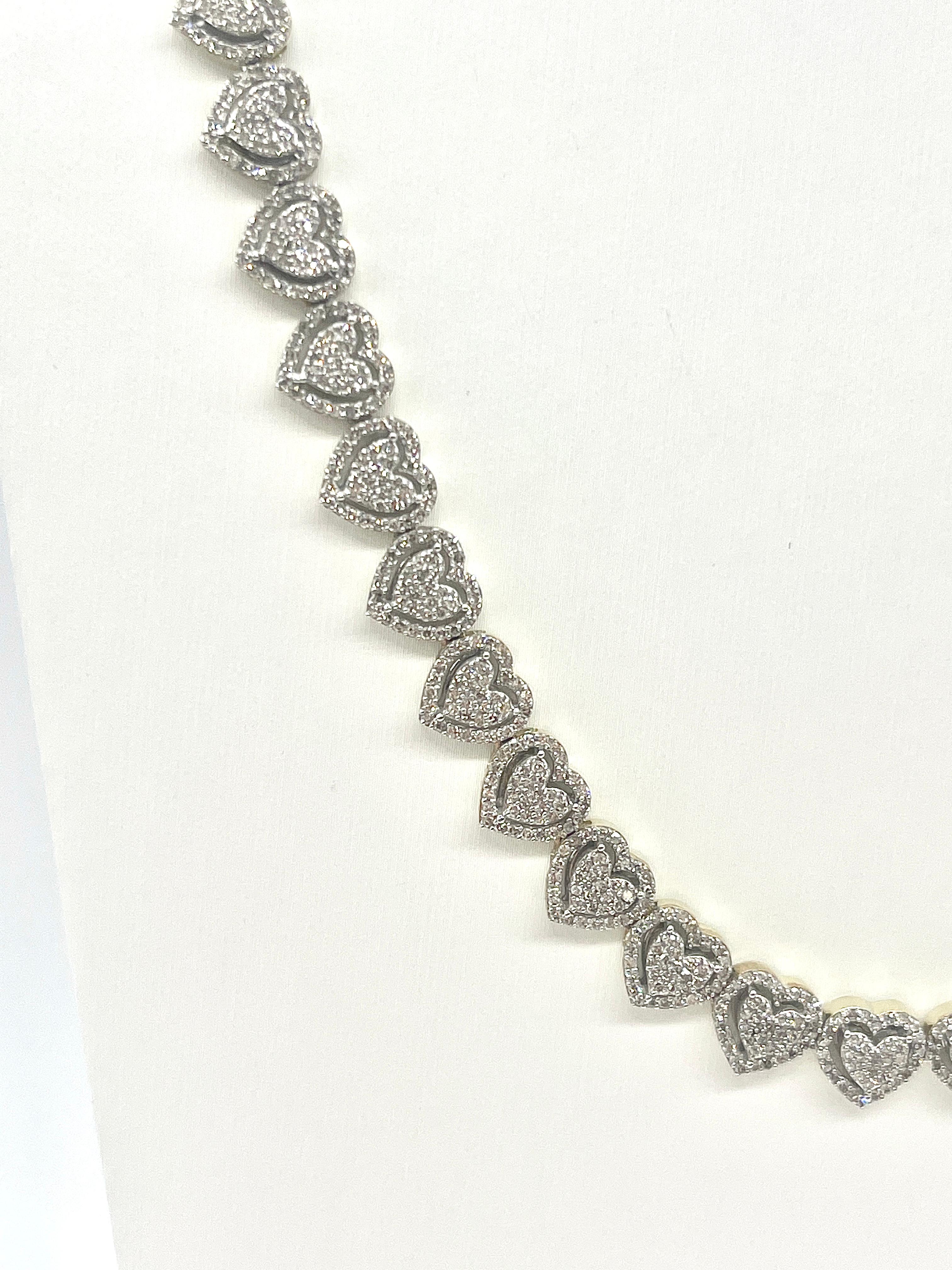 7.00 Carats Natural Diamond Heart Shaped Necklace 10k Yellow Gold 1