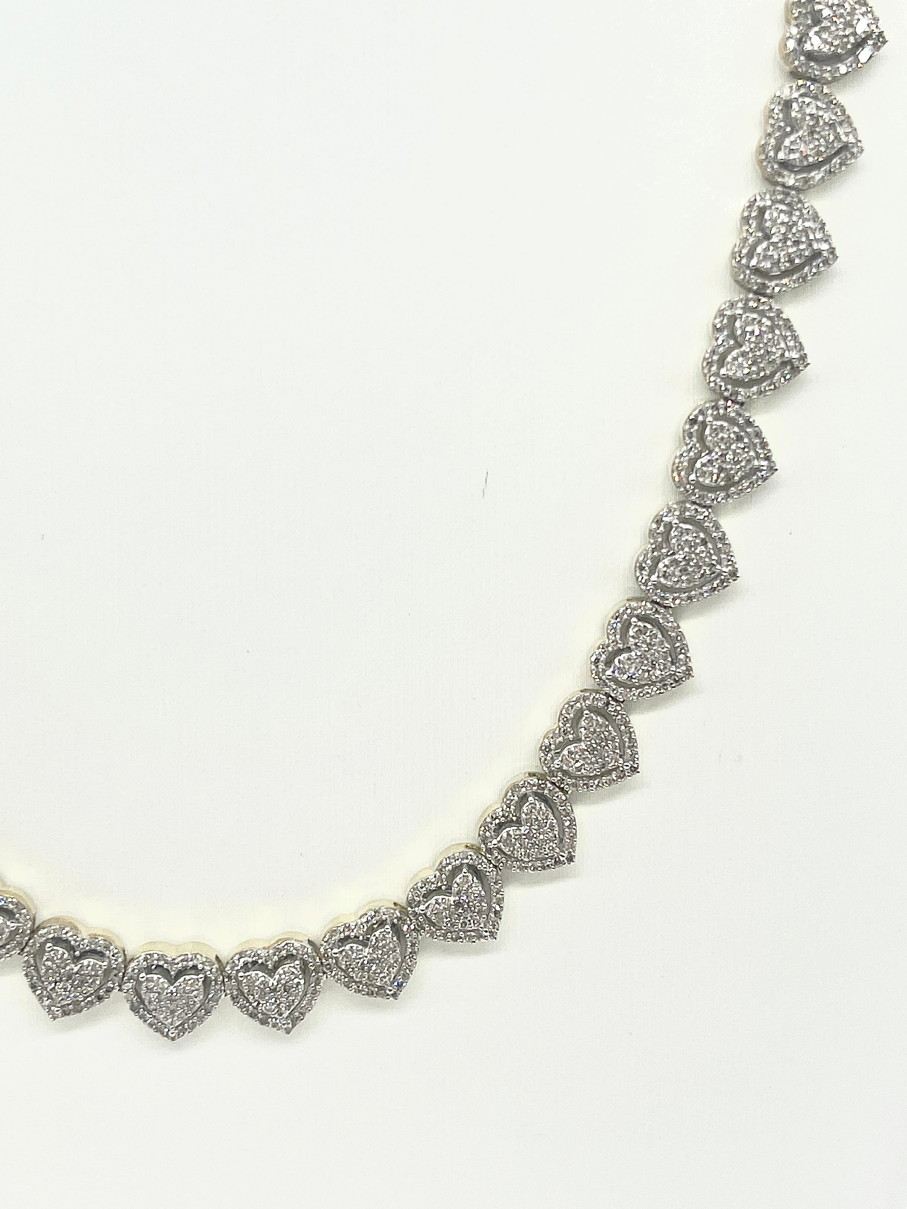 7.00 Carats Natural Diamond Heart Shaped Necklace 10k Yellow Gold 2