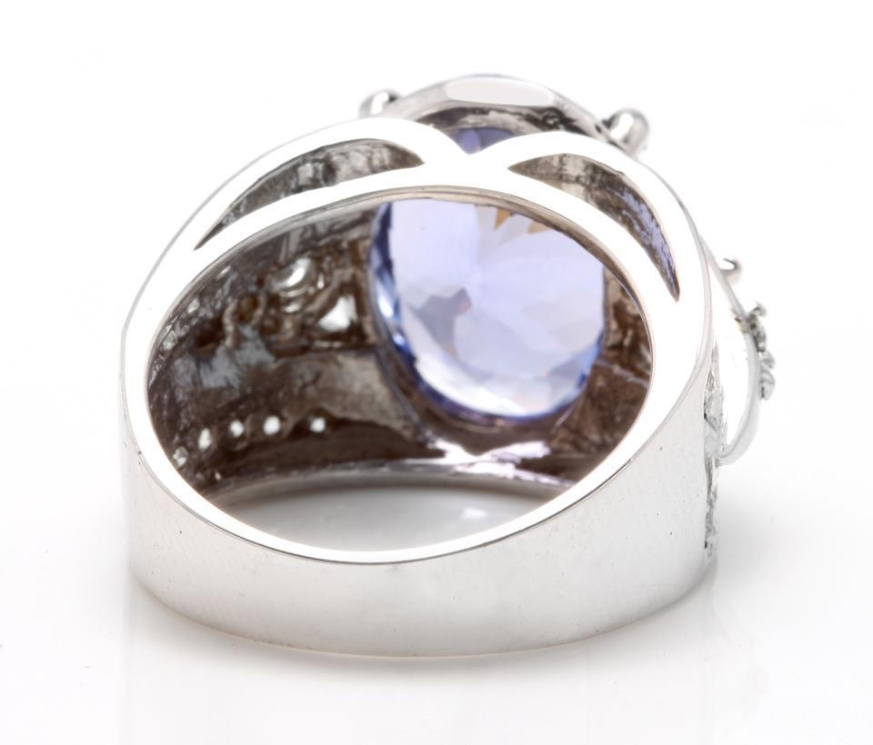 7,00 quilates de tanzanita natural de muy buen aspecto y diamante de oro blanco macizo de 14 quilates en Nuevo estado para la venta en Los Angeles, CA