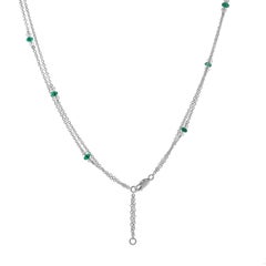 7.00 Carats Total Diamond & Colombian Emerald Necklace in White Gold