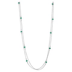 7.00 Carats Total Diamond & Colombian Emerald Necklace in White Gold