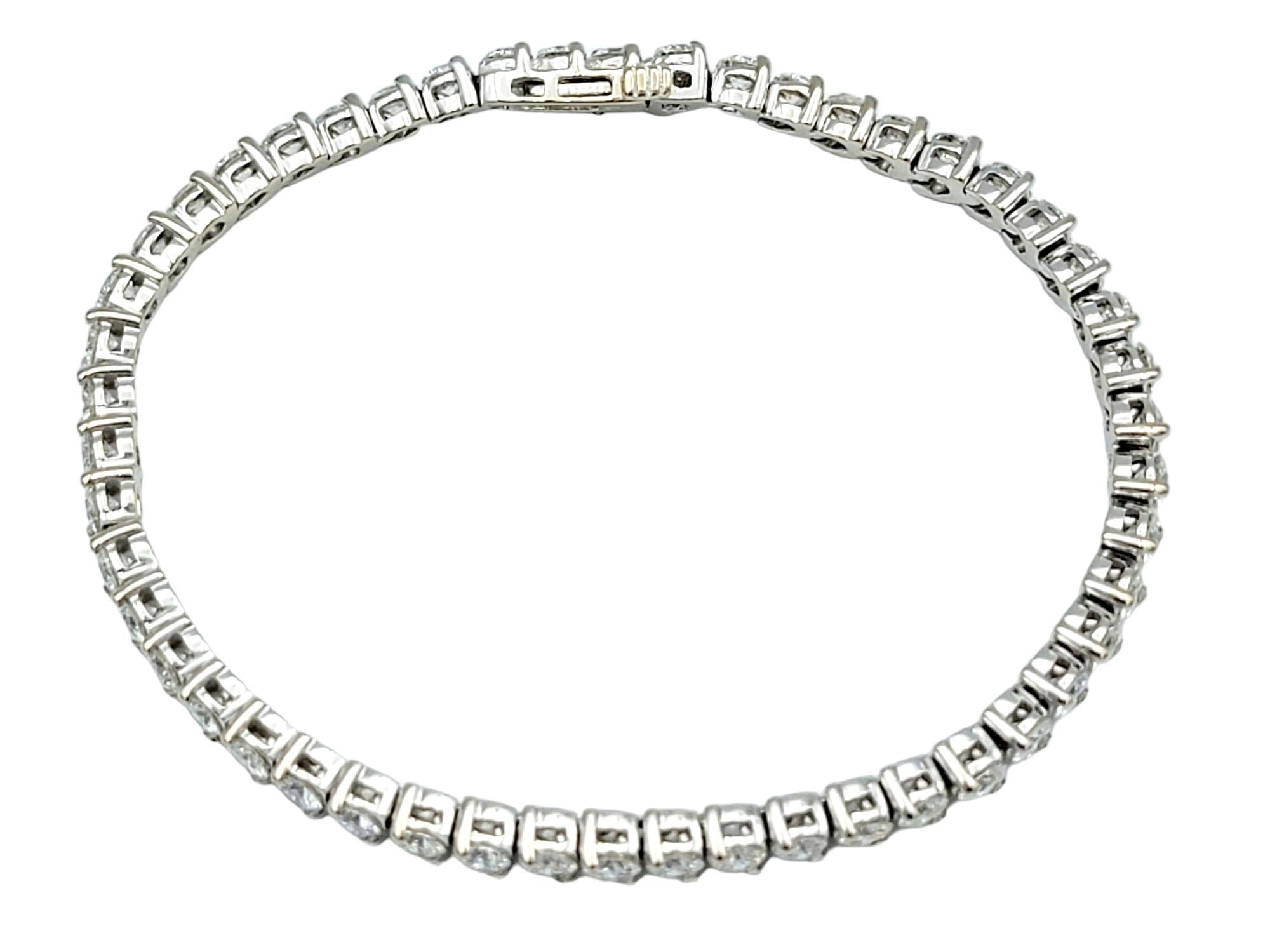 Contemporary 7.00 Total Carat Round Brilliant Diamond Tennis Bracelet in 18 Karat White Gold For Sale