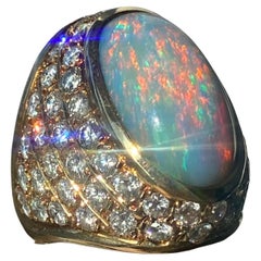 7.00ct Black Opal and 3.40ct Diamond Statement Ring