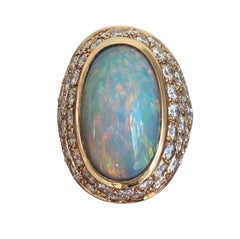 7.00ct Black Opal and 3.40ct Diamond Statement Ring