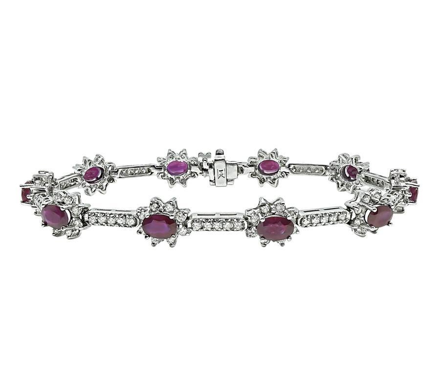 7.00ct Burma Ruby 3.00ct Diamond Gold Bracelet (Ovalschliff) im Angebot