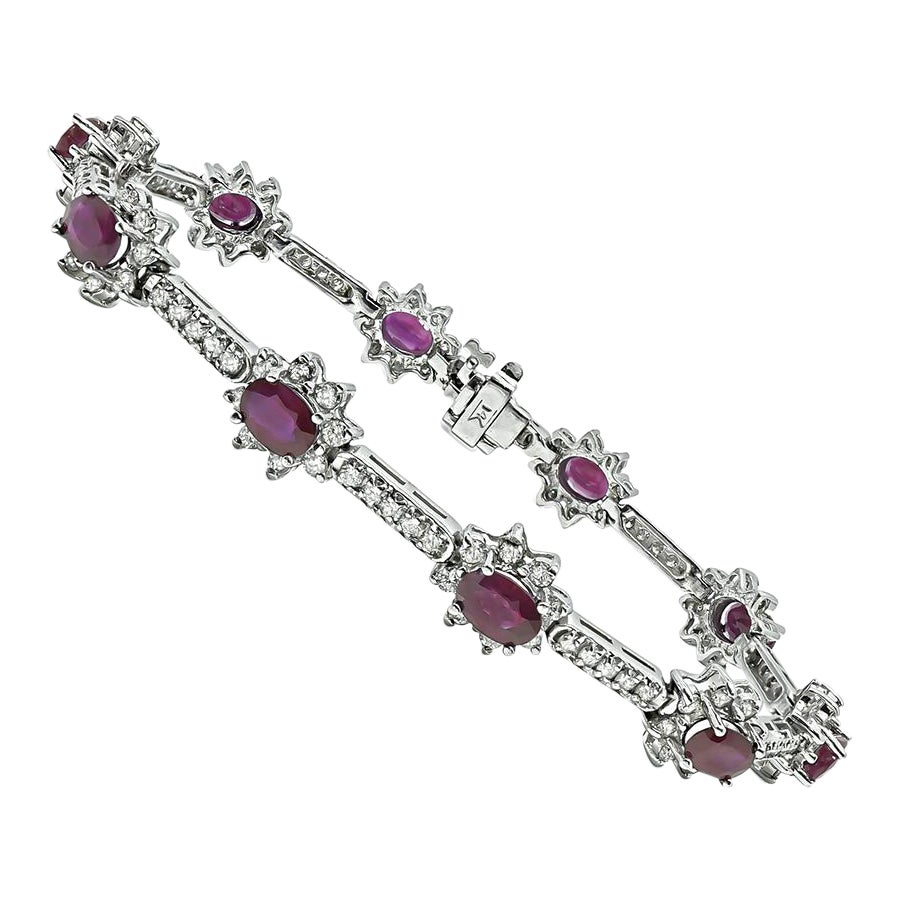 7.00ct Burma Ruby 3.00ct Diamond Gold Bracelet