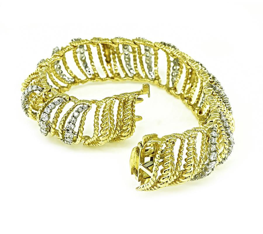 7.00ct Diamond Gold and Platinum Bracelet In Good Condition For Sale In New York, NY