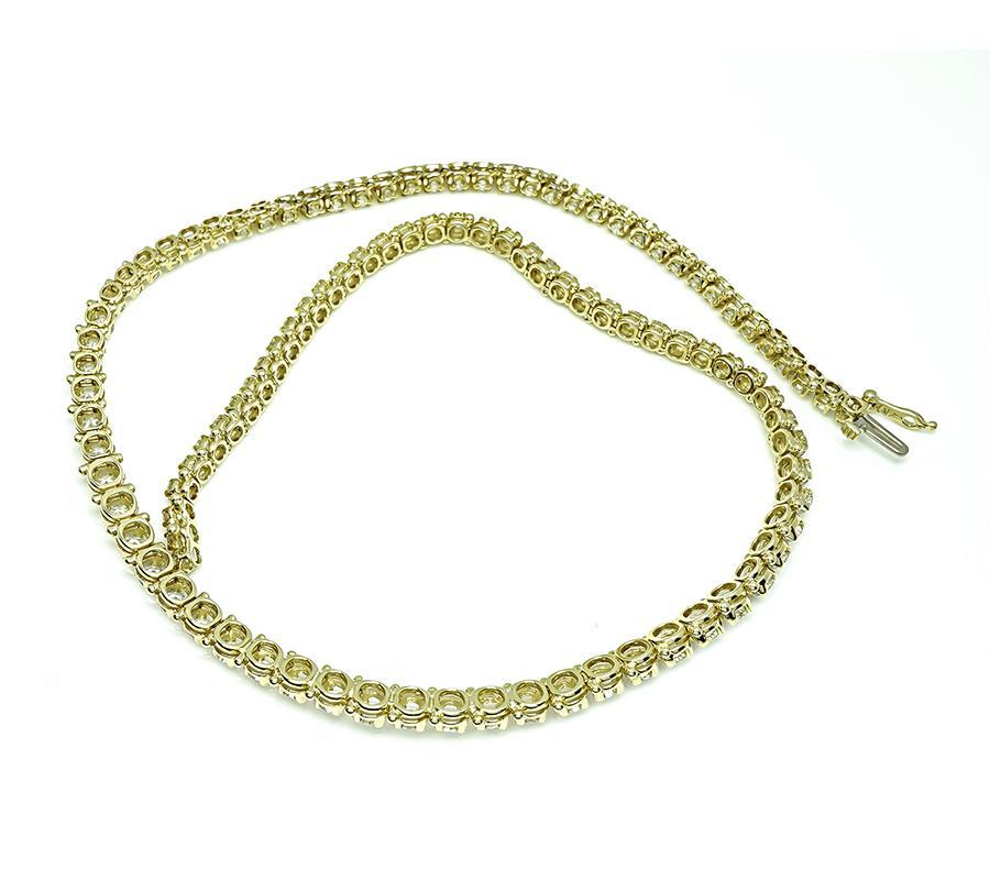 7.00ct Diamond Gold Tennis Necklace Bon état - En vente à New York, NY