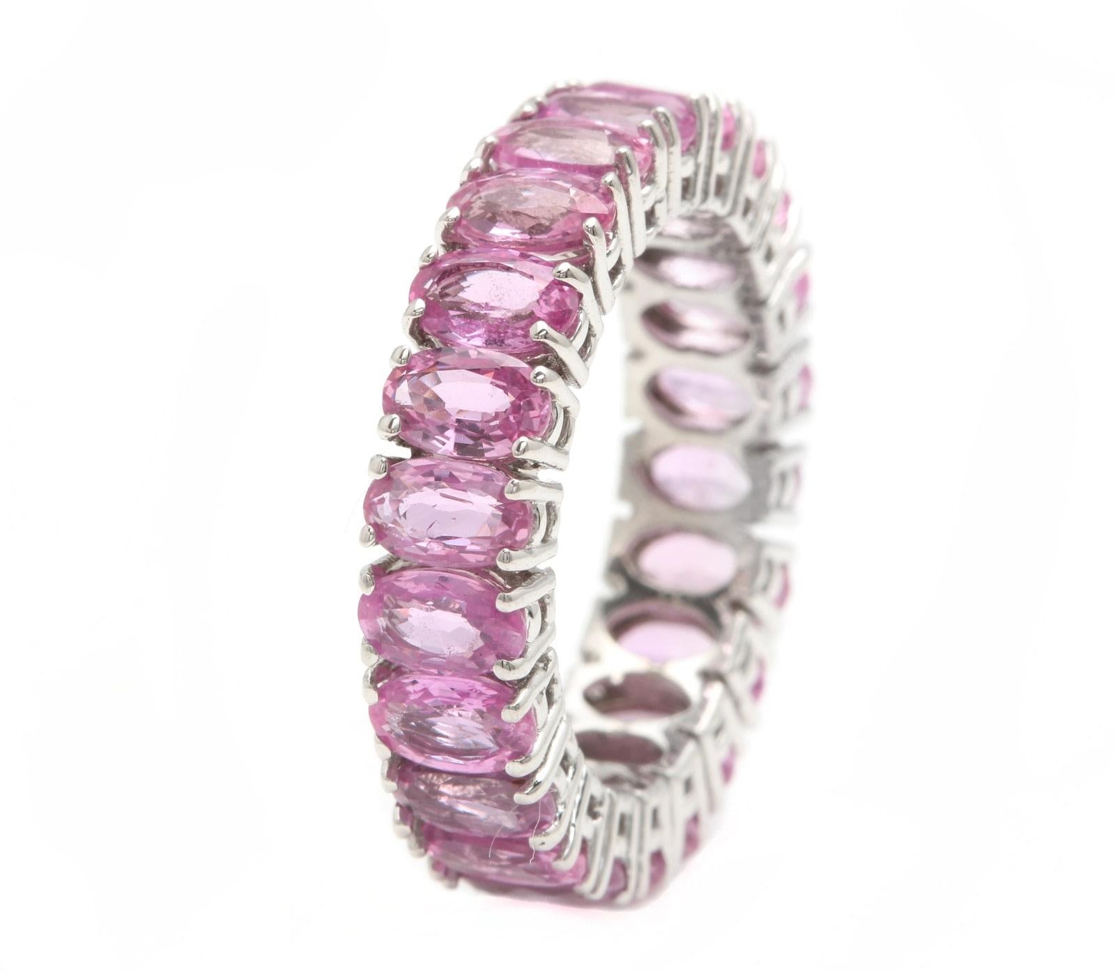 7.00 Carats Exquisite Natural Pink Sapphire 14K Solid White Gold Ring

Suggested Replacement Value $5,000.00

Total Natural Pink Sapphires Weight: Approx. 7.00 Carats (Heated)

Sapphire Measures: Approx. 5.00 x 3.00mm

Ring size: 6.25 

Ring total