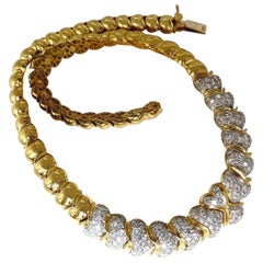 7.00ct Natural Round Diamonds Hinged Scaling Pattern Necklace Statement 18Karat*