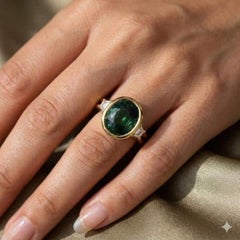 7.00ct Vivid Neon Blue-Green Copper-Bearing Paraiba Tourmaline Ring 18K Gold GIA