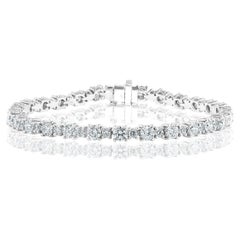 Bracelet tennis en or blanc 14 carats avec diamants taille brillant de 7,01 carats