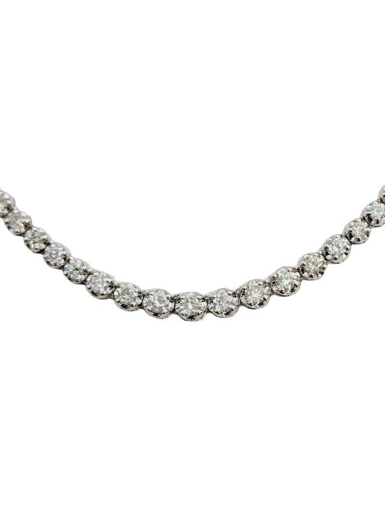 7 Carat Diamond Graduated Riviera Tennis Necklace 14 Karat White Gold