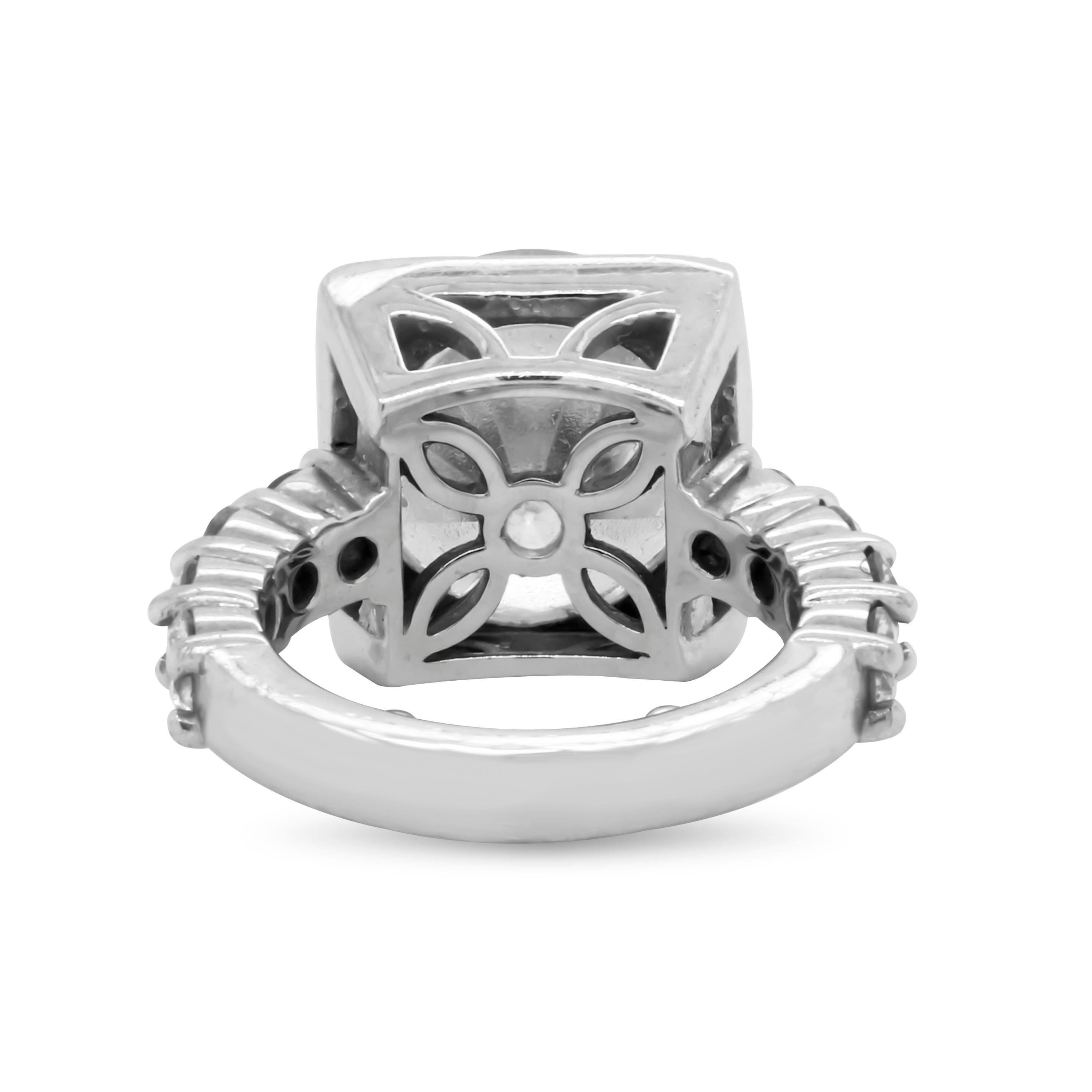 Round Cut 7.01 Carat EGL Certified Round Diamond 18 Karat White Gold Engagement Ring For Sale