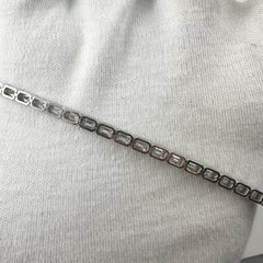 7.01 Carat Emerald Cut Diamond East-West Tennis Bracelet in 14K White Gold, 7 In