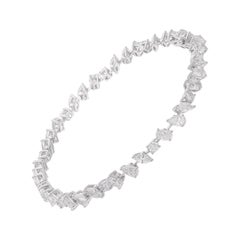 Pulsera de Tenis de Diamantes de Forma Mixta de 7,01 Quilates Oro Blanco de 18 Kilates Joyería Fina