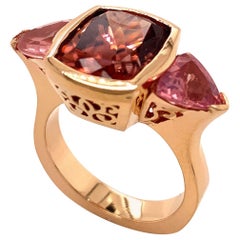 7.01 Carat Natural Zircon and Spinel Rose Gold Ring