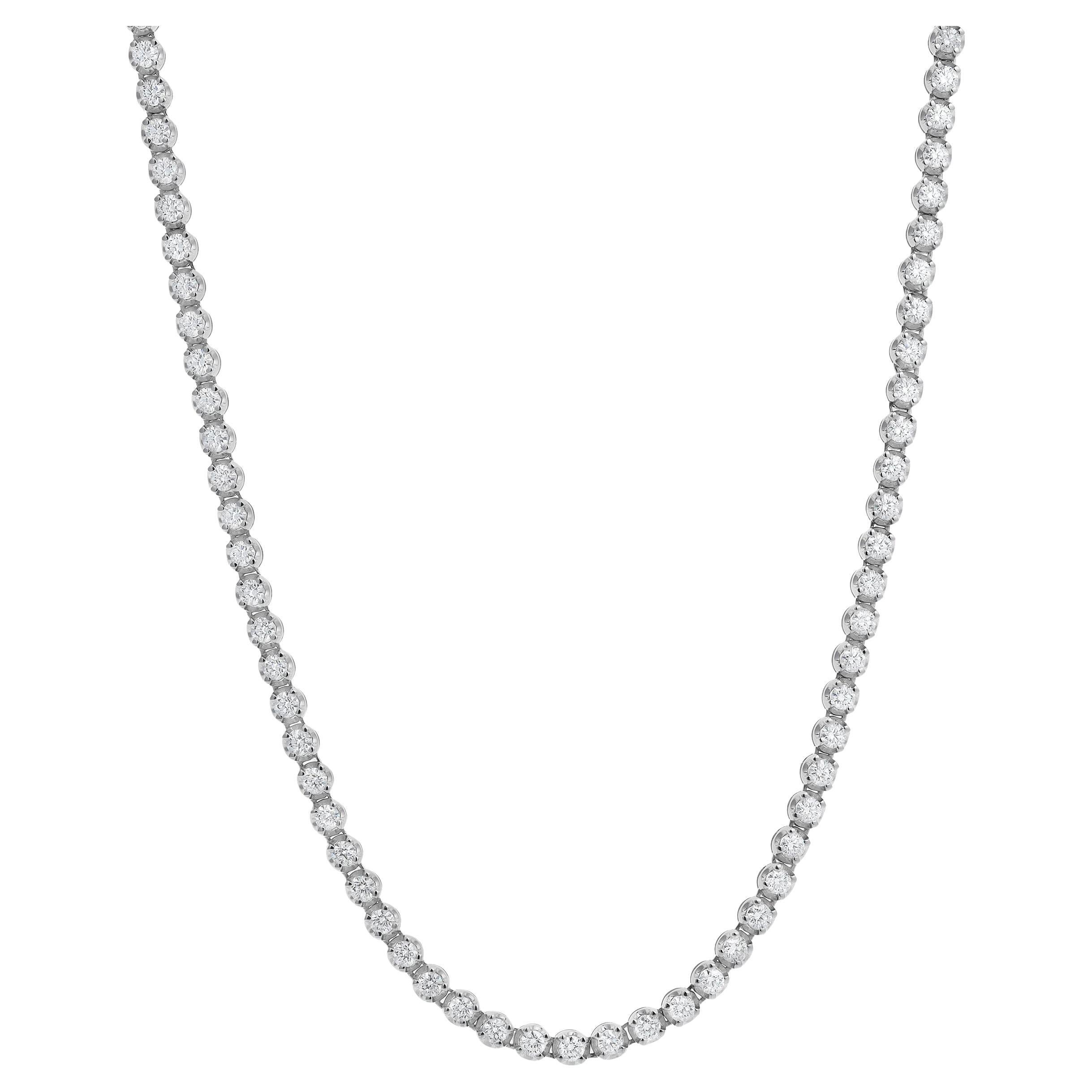 7.01 Carats Total Diamond Tennis Necklace in White Gold For Sale