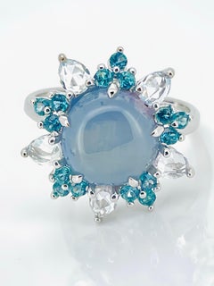 7.01 Ct Natural star sapphire ring with  Alexandrite Natural Diamond  14K Gold